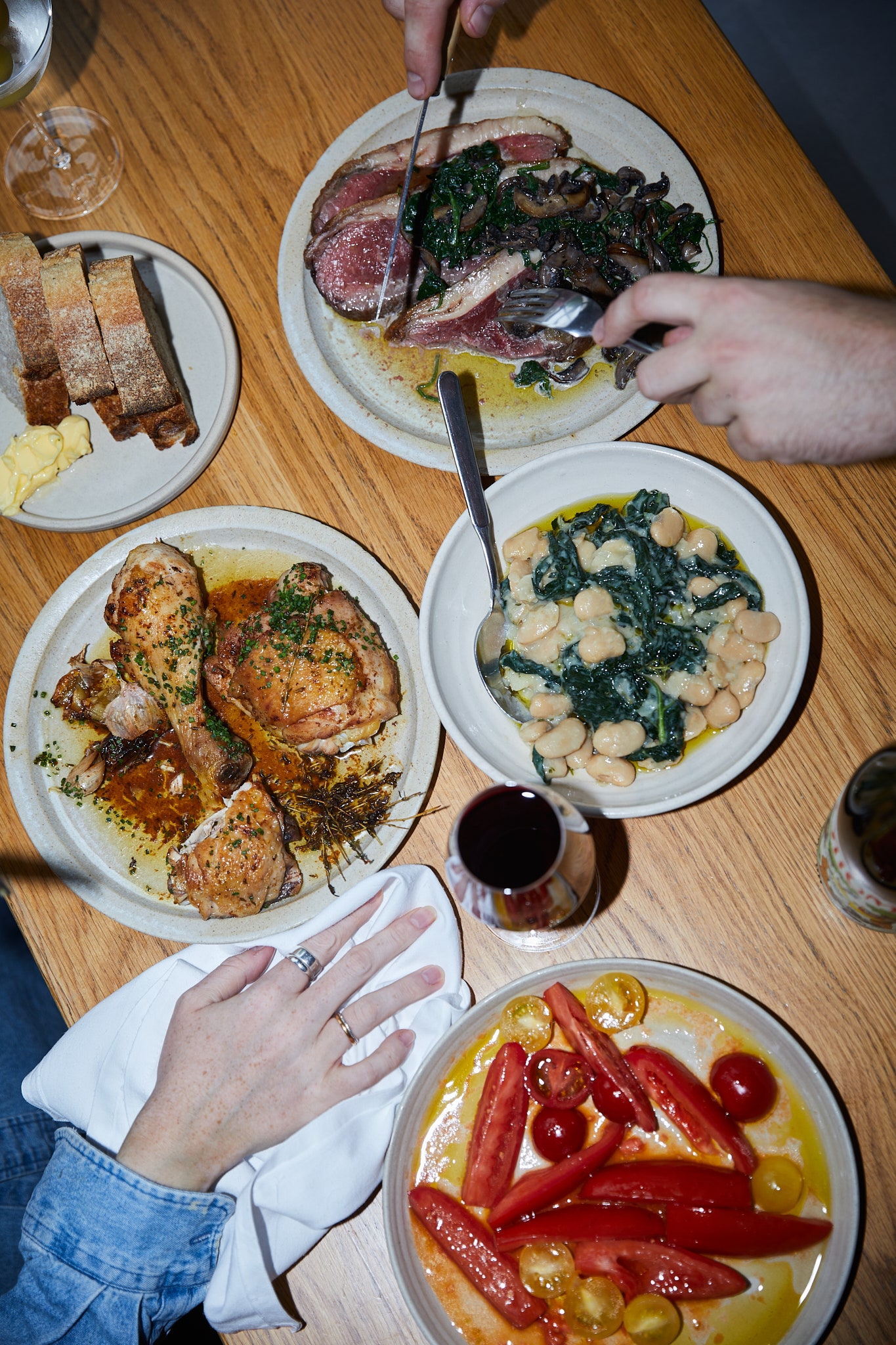 people eating plates of food